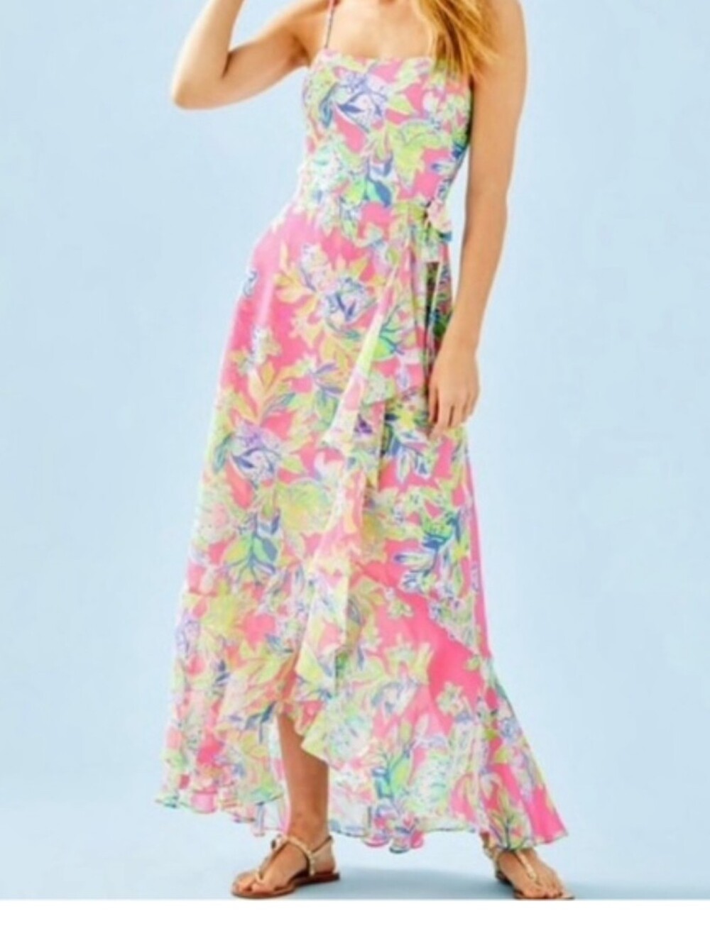 Lilly Pulitzer Anni Maxi Multi Squeeze The Day High-Low Ruffle Sundress